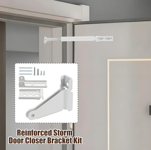 Biaungdo White Reinforced Storm Door Closer Bracket Kit | Heavy Duty Screen Door Closer Bracket, Reinforced Replacement Part, For Storm Doors Repair Kit