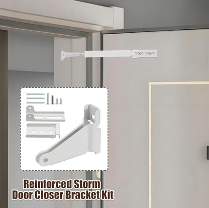Biaungdo White Reinforced Storm Door Closer Bracket Kit | Heavy Duty Screen Door Closer Bracket, Reinforced Replacement Part, For Storm Doors Repair Kit