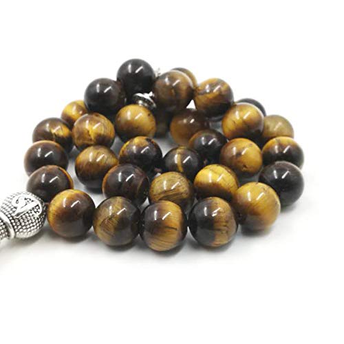 Man's Tasbih Tiger Eyes Natural Stone Muslim Rosary Islam 33 66 99 Beads Fashion Bracelets (10mm, 66 Beads) - color: 66 Beads, size: 10mm