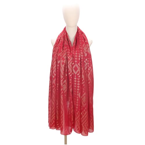 1920's Women's large-sized winter and autumn scarf - Retro Faux Assuit Foil print-embossed style long scarves - color: Red