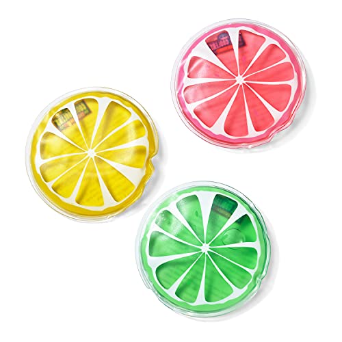 Cool Coolers Boo Boo Flexible Gel Ice Packs, 4x4”, Reusable Cold Compress for Minor Injuries, Cold Packs for Injuries, Kids Ice Packs for Boo Boos, 3 Pack, Fruit - color: Assorted Fruit