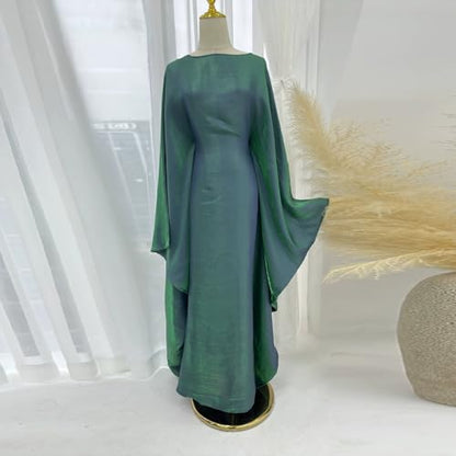 Muslim Dresses for Women One-Piece Prayer Dress Batting Long Robe Long Sleeve Maxi Kaftan Islamic Clothes Set - color: Dark Green, size: Small