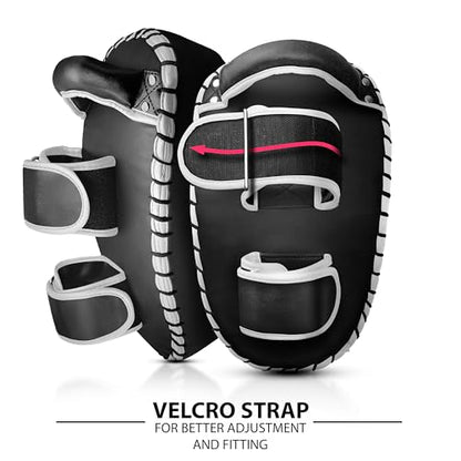 DXM SPORTS Muay Thai Pads Kickboxing Equipment Martial Arts Training Kick Pads for MMA, Taekwondo, Karate – Ideal for Kicks, Knees and Punches in Martial Arts Training (ONE PAD ONLY) - color: Black & Pink