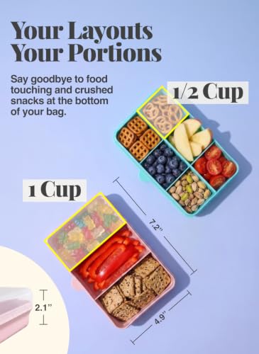 melii Snackle Box | 6-Compartment Divided Snack Container, BPA-Free Food Storage with Removable Dividers for School, Travel & On-the-Go Snacking Purple Cat - color: Cat