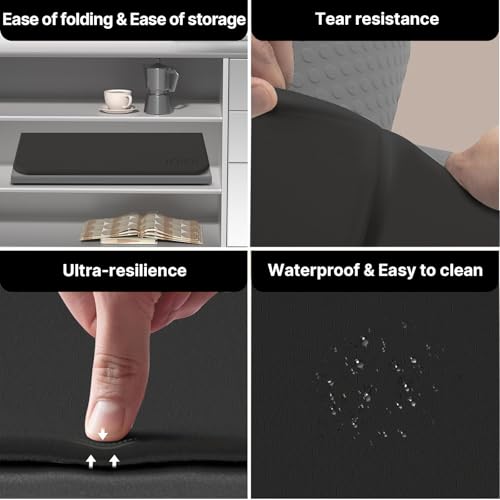 Foldable Exercise Pad Extra Thick 1.2" x 14" x 24" | POE Non-Toxic Multi-Functional Knee & Elbow Cushion for Push Up, Yoga, Pilates, Home & Gym Use for Adults & Kids - color: Black+Gray