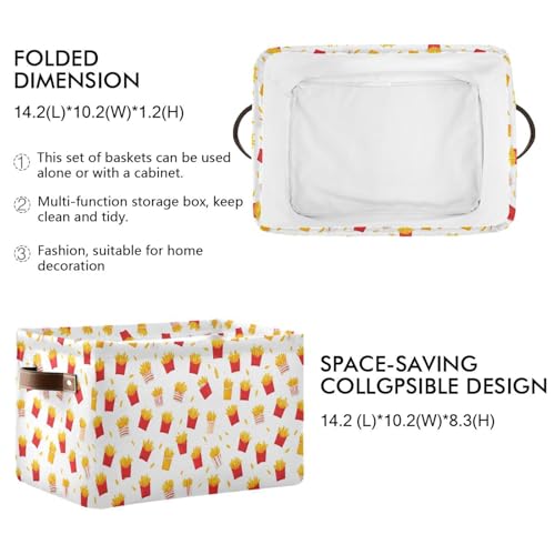 Pfrewn Storage Basket French Fries (1) Collapsible Rectangular Storage Boxes Organizer Shelf Basket Book Storage Bin for Nursery 1 Pack - size: 1 Pack