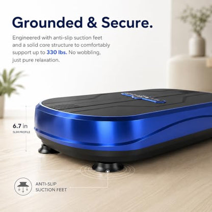 Natini Vibration Plate Exercise Machine - Power Vibrating Plate for Lymphatic Drainage,Whole Body Workout Machine for Women Weight Loss Home Fitness, - style: Flat Blue
