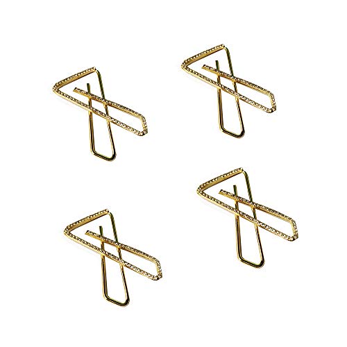 Decorative Golden Saree Pins Small X Shaped Sinlgle Line Stone,Safety Pin, Brooch Safety Pins Set of 4