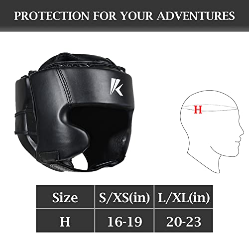 Kruzak Unisex Matte Black Boxing Gloves, Focus Mitts and Head Gear Set for Kickboxing and Muay Thai MMA Training | Fitness Kit for Martial Arts and Karate - size: L/XL - Headgear