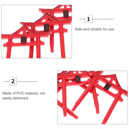 Yardwe Aquarium Torii Gate Fish Tank Decor 3-Pack Japanese Shinto Temple Resin Sculpture Weatherproof Micro Garden Ornament Aquarium Accessories