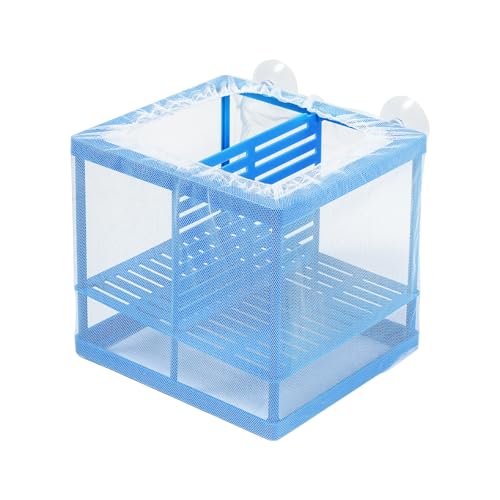 AQUANEAT Fish Tank Breeder Small Mesh Net Fry Saver Aquarium Spawn Hatchery Isolation with Suction Cups Hatchery Incubator for Shrimp Betta - size: Small