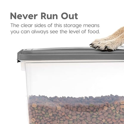 IRIS USA Dog Food Storage Container, Up to 30+11 lbs, Dark Gray | Made in the USA, Includes 2-Cup Scoop & Wheels, Airtight Seal, BPA-Free, Bird Seed, Cat food, Cat Litter, Treats, Toys - color: Dark Gray