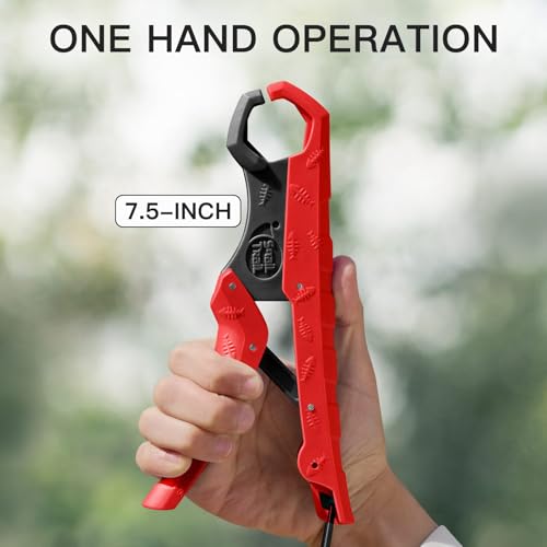 7.5'' Floating Fish Gripper, Fishing Grabber | Catfish Mouth Pliers, Caught Bass Holder, Fish Scale Hook Clamp, Saltwater Lip Grip Tool with Lanyard, Gifts for Men - color: Red-black