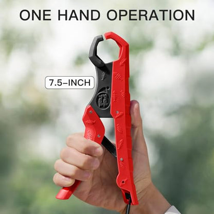 7.5'' Floating Fish Gripper, Fishing Grabber | Catfish Mouth Pliers, Caught Bass Holder, Fish Scale Hook Clamp, Saltwater Lip Grip Tool with Lanyard, Gifts for Men - color: Red-black