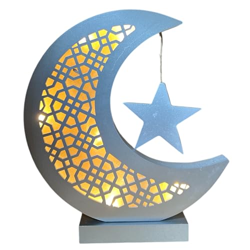 Moon Lamp Decor for Bedroom Crescent Moon Lamp with Cordless Design, Moon Themed Parties, Home Decor Gift for Living Room, Office and Nursery 10.25”x8” (Silver Moon Star) - color: Silver Moon Star