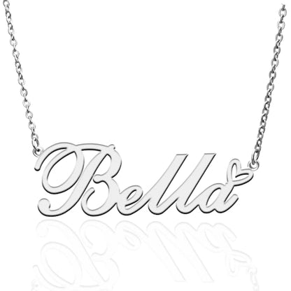 Custom Name Necklace Customized Personalized Plated Necklace for Mother Daughter Friendship Women Valentine's Day Christmas Birthday New Year Party - style: Bella Silver