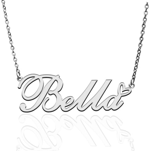 Custom Name Necklace Customized Personalized Plated Necklace for Mother Daughter Friendship Women Valentine's Day Christmas Birthday New Year Party - style: Bella Silver