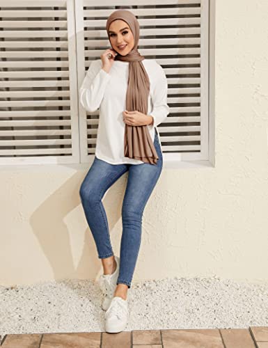 Txmout Premium Jersey Hijabs for Women - Cotton Muslim Scarfs - color: Khaki