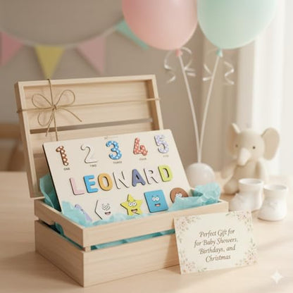 Personalized Name Puzzle for Toddlers 1-3 | Custom Wooden Baby Gift | 1st Birthday, Baby Shower & Easter | Montessori Learning Toy | Nursery Decor for Boys & Girls - Set 5 - style: Vehicles - 10 Figures