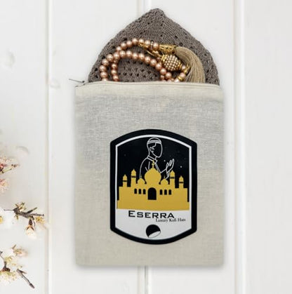 ESERRA Kufi Hats for Men and Women with 99 Tasbih Prayer Beads, Muslim Thick Breathable Skull Cap, Tasbeeh, Prayer Cap - color: Beige