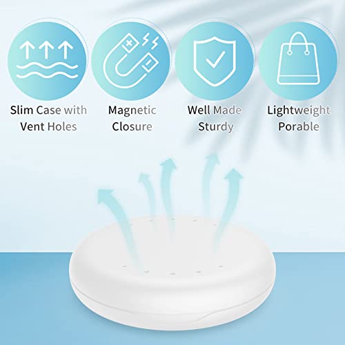 Annhua Orthodontic Retainer Case with Vent Holes, Denture Storage Case Slim Mouthguard Container Aligner Case with Magnetic Closure for Household|Travel|Office - White - color: White