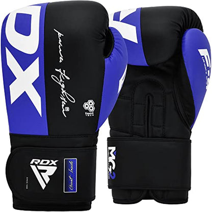 RDX Boxing Gloves, Maya Hide Leather Training Gloves for Muay Thai, Kickboxing, Sparring, Punch Bag, Punching Bag, Kickboxing Gloves, Martial Arts Training, Home Gym, Men, Women, 8 10 12 14 16 oz - color: BLUE/BLACK, size: 10OZ