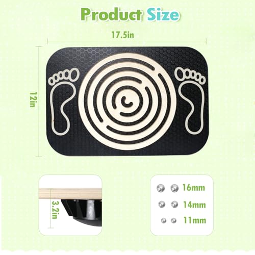 Balance Board Maze for Kids, 17.5-Inch Wobble Board Rocking Seesaw Sensory Training with 6 Balls, Non-Slip Pedals Indoor Outdoor for Boys Girls