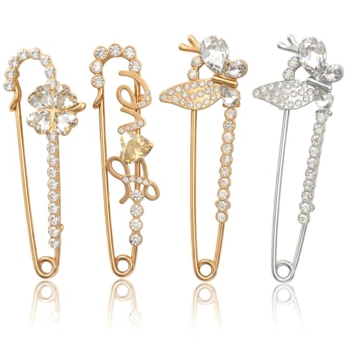 Ymapinc Brooch Pins for Women Shawl - Decorative Rhinestone Safety Pins, Vintage Broche for Collars Sweaters Hats Dresse - style: Butterflies and flowers Brooch