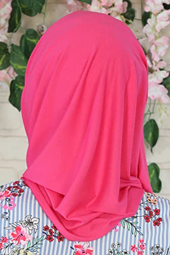 Aisha's Design Instant Hijab Scarves for Women, 95% Cotton Pretied Bonnet Turban Easy to Wear Cotton Headscarf - color: Fuchsia
