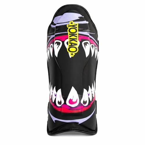 YOKKAO Microfiber Shin Guards - A-Grade Thai Microfiber | Multi-Layer Foam | Single-Shell Wrap | Produced at YOKKAO Factory, Thailand | S-L - color: Black Sharknado ll, size: Small
