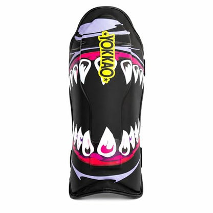 YOKKAO Microfiber Shin Guards - A-Grade Thai Microfiber | Multi-Layer Foam | Single-Shell Wrap | Produced at YOKKAO Factory, Thailand | S-L - color: Black Sharknado ll, size: Medium