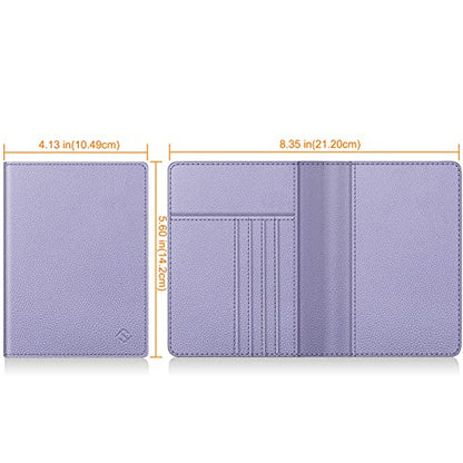 FINTIE Passport Holder, Slim Travel Wallet RFID Blocking Card Case Cover - color: Lilac Purple