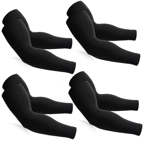 BHYTAKI Cooling Compression Arm Sleeves for Men Women,UPF50 UV Sun Protection Sleeves for Work Sport Tattoo Cover Up - color: 4 Black