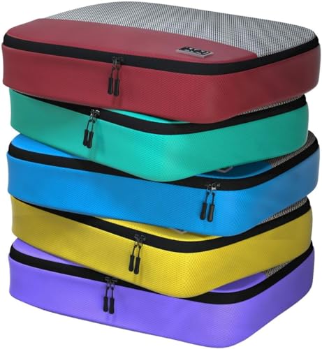 Large Packing Cubes for Travel - 5pc Packing Cubes for Suitcases - Lightweight Luggage Organizer Bags (Non-Compression) - color: 5pc Multicolor, size: Large