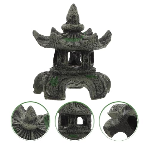 Toddmomy Pagoda Lantern Aquarium Landscaping Ornament Cave Decor Aquarium Breeding Cave Shrimp Shelter Fish Hideout Hideaway Fish Tank Bonsai Landscape Decor