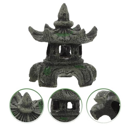 Toddmomy Pagoda Lantern Aquarium Landscaping Ornament Cave Decor Aquarium Breeding Cave Shrimp Shelter Fish Hideout Hideaway Fish Tank Bonsai Landscape Decor