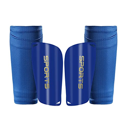 AIMISICAR Kids Youth Soccer Shin Guards with Sleeves for 3-15 Years Old - color: Blue, size: L ( 4'7" - 5'8" Tall )