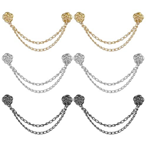 6PCS Magnet Clothing Pins, Multi-Function Magnetic Clothing Clip, Metal Magnetic Hem Clips with Chain, Magnetic Button Clips for Women Clothes, Scarves, Hijab, Trousers, Cardigans, Cuffs and Hems