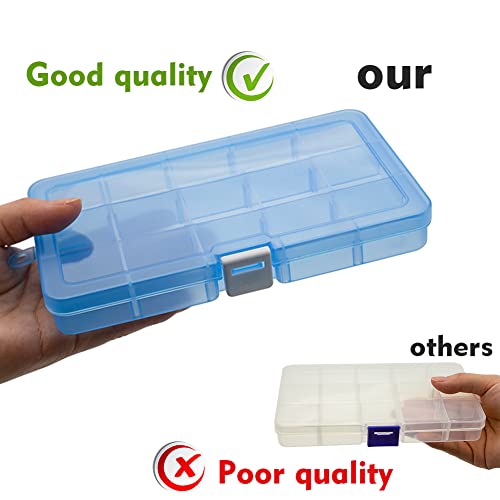 Qualsen Bead Organizer Box with Adjustable Dividers, 15 Girds, 4 Pack | Plastic Organizer Box with Dividers, Ideal as a Tackle Boxs for Beads, Jewelry, Crafts, Screws, Small Parts and More - size: 15 Gird-4s