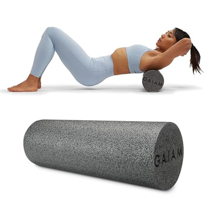Gaiam Restore Foam Roller, Muscle Recovery, 18" (Grey) | High-Density EVA Foam | Deep Tissue Massage | Pre & Post-Workout Muscle Recovery | Multiple Sizes | Home & Gym