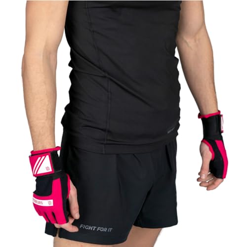 Sanabul Gel Boxing Hand Wraps for Men & Women Muay Thai MMA Kickboxing Quick Wraps Boxing Inner Gloves Wrist Knuckle Protection - color: Pink/White, size: Large-X-Large