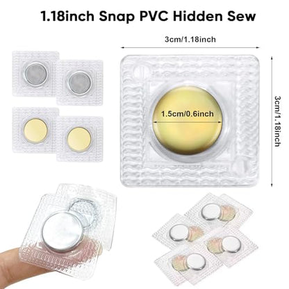 Piopiocoing 64 Pcs 1.18 Inch Hidden Magnetic Snaps，32 Pairs PVC Hidden Sew Invisible Magnetic Snap Clothing Clasp DIY Craft Sewing Tools Fastener Snaps Buttons for Purses