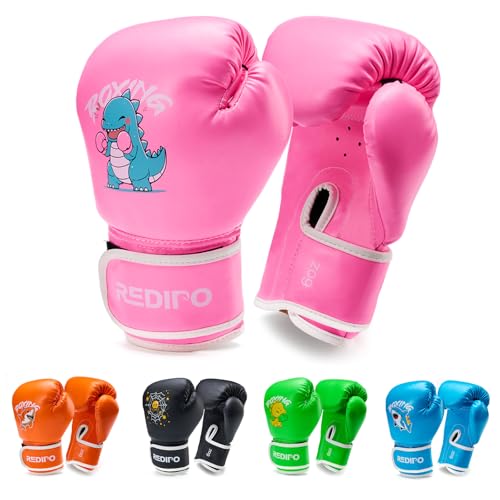 Kids Boxing Gloves, Youth Boxing Training Gloves for Kids 3-9 Year Boys and Girls, 4&6OZ Fighting Gloves, Punching Bag Kickboxing Thai Mitts MMA Training Sparring Gloves - color: Pink, size: 6OZ