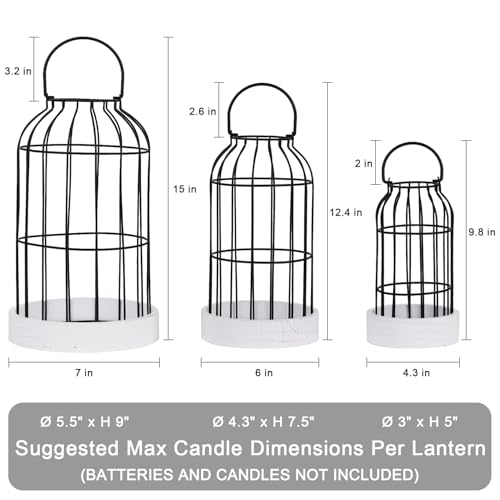 Rustic Farmhouse Lantern Decor Set of 3 Lanterns Decorative Indoor and Outdoor, Fireplace Mantle or Kitchen Dining Table - Modern Upscale Beauty for Home
