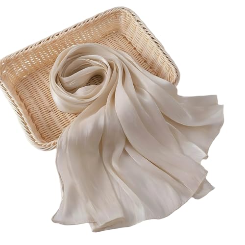 Organza Sheen Shimmer Crepe Hijab Scarf for Women Lightweight Sheer Shawl Wrap for Wedding and Evening Dresses - color: Light Champagne