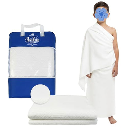 Pre-Teen Two-Piece Ihram Towel Set for Hajj and Umrah – A Pure White, Lightweight, and Travel-Friendly Children's Ihram - Breathable, Quick-Dry Microfiber Muslim Pilgrimage Wear for Boys Aged 7–11 - color: Pre_teen Ihram Set