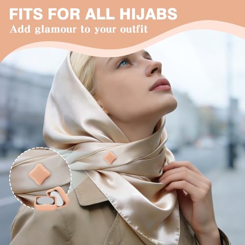 12 Pairs Hijab Magnets Strong Magnetic Hijab Pins for Women Pinless Clothing Clips for Scarf Veil Shirts Dress Muslim Islamic Gifts for Women - Square - color: Square