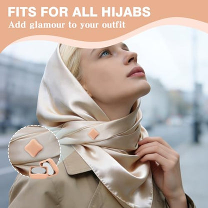 12 Pairs Hijab Magnets Strong Magnetic Hijab Pins for Women Pinless Clothing Clips for Scarf Veil Shirts Dress Muslim Islamic Gifts for Women - Square - color: Square