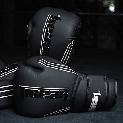 Tigear Surge Pro Boxing Gloves for Men Women & Kids | Engineered Leather Muay Thai Gloves, MMA Gear, Kickboxing Heavy Bag Training and Sparring - color: Black/White, size: 14 oz