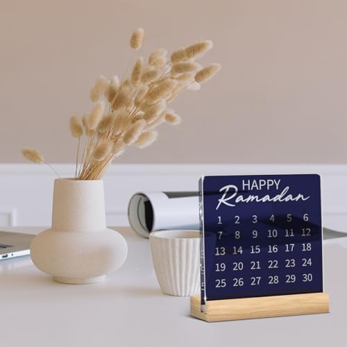 Islamic Ramadan Countdown Decor Ramadan Decorations for Home Table Eid Mubarak Decorations Happy Ramadan Acrylic Sign for Farmhouse Desk - style: Rustic